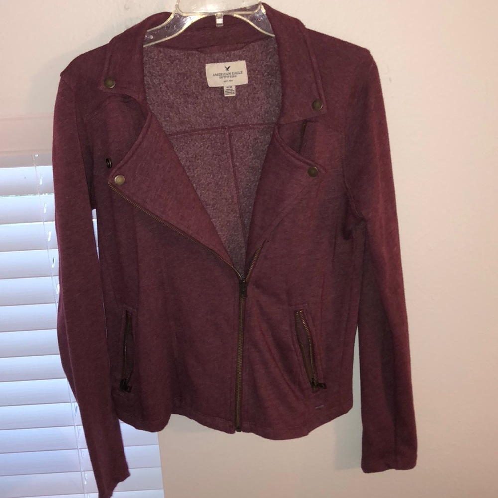 Maroon American Eagle motorcycle jacket